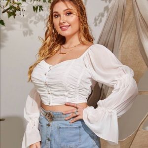 Gathered Sleeve Ruched Detail Blouse